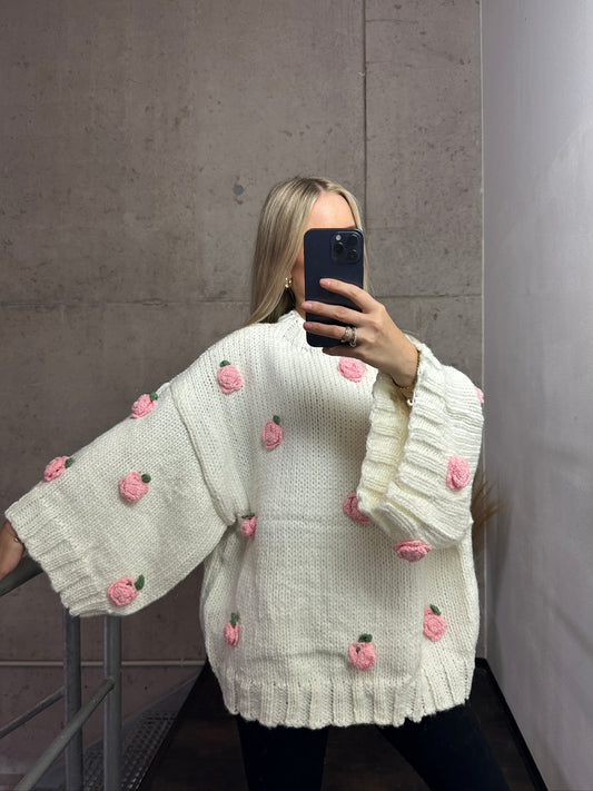 Pullover "Rosie" Weiß Rosa