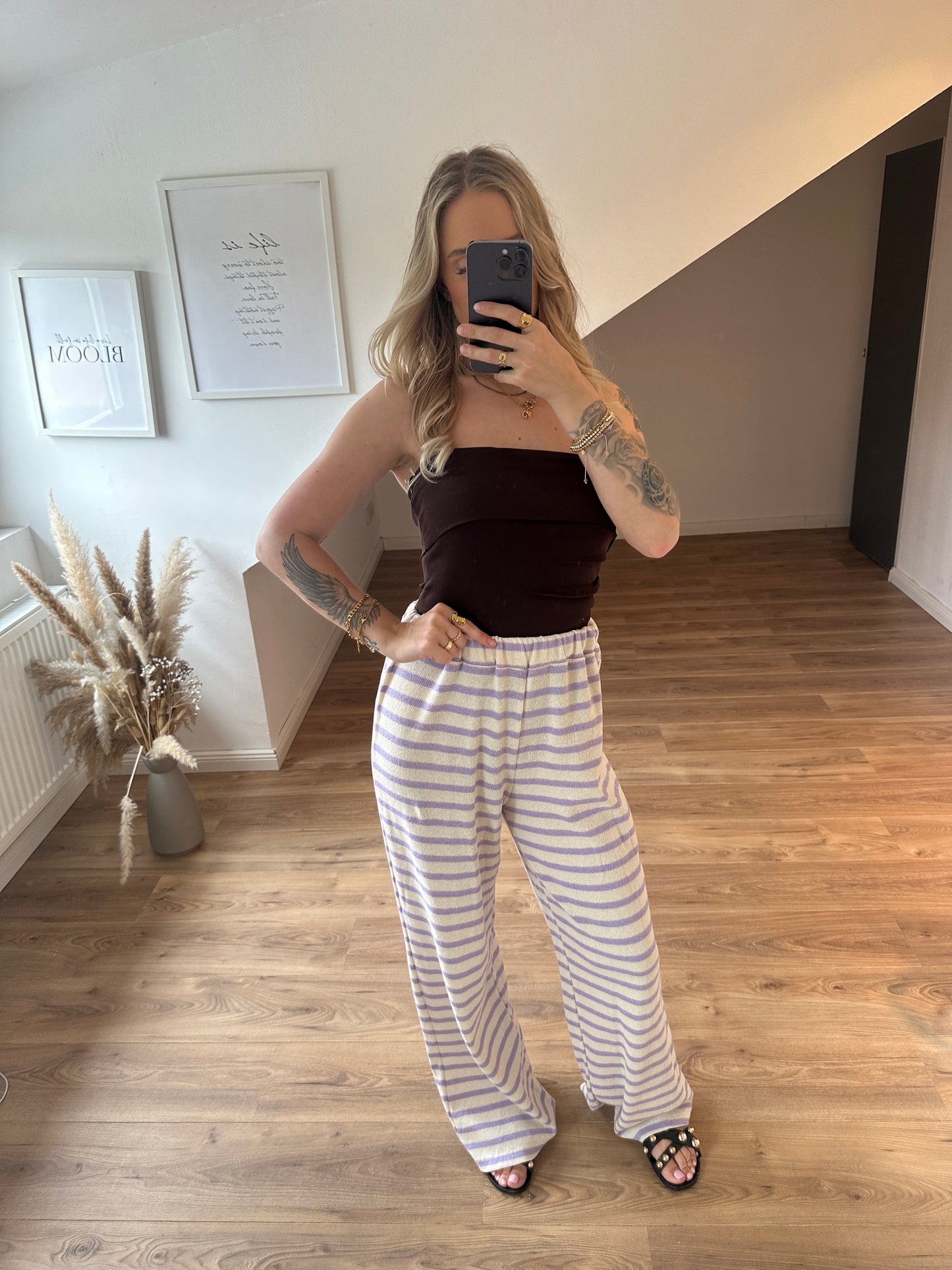 Hose Stripes & Vibes Flieder Beige