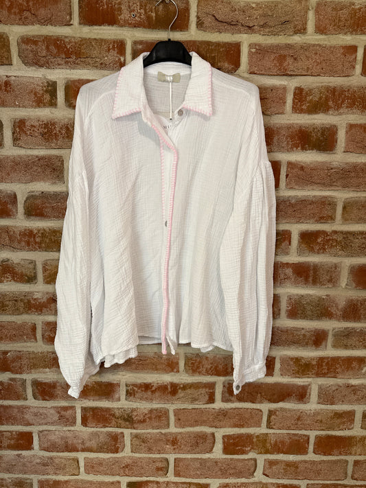 Musselin Bluse Butterfly Weiß