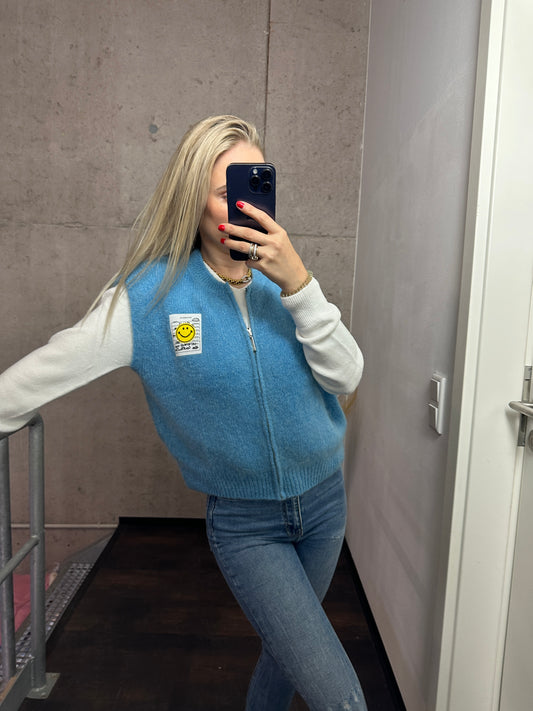 Weste mit Reißverschluss Smiley Hellblau