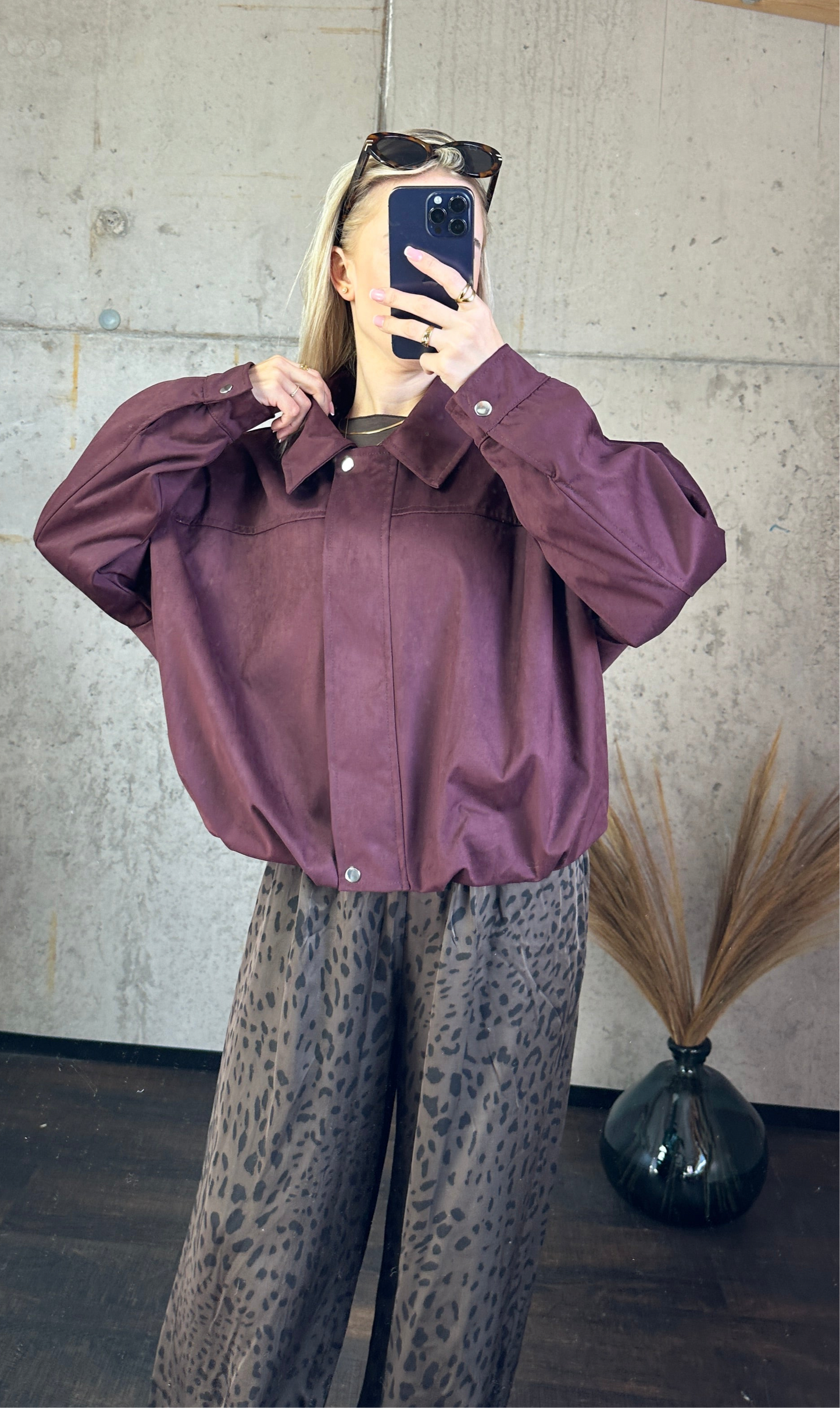 Wildleder Jacke Bordeauxrot