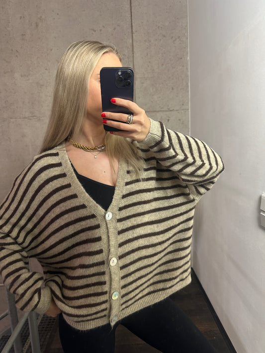 Cardigan Knöpfi Beige/Braun