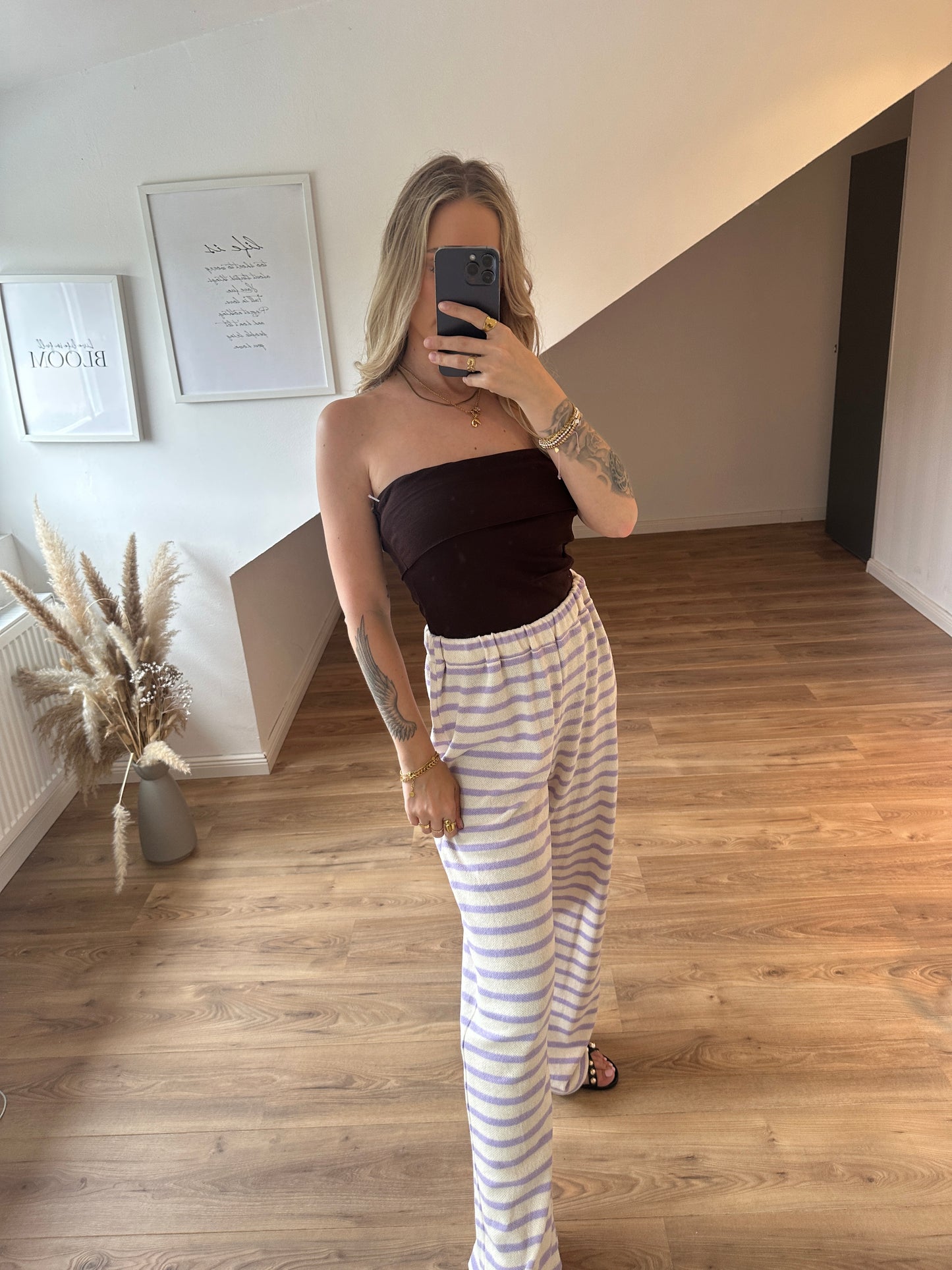Hose Stripes & Vibes Flieder Beige