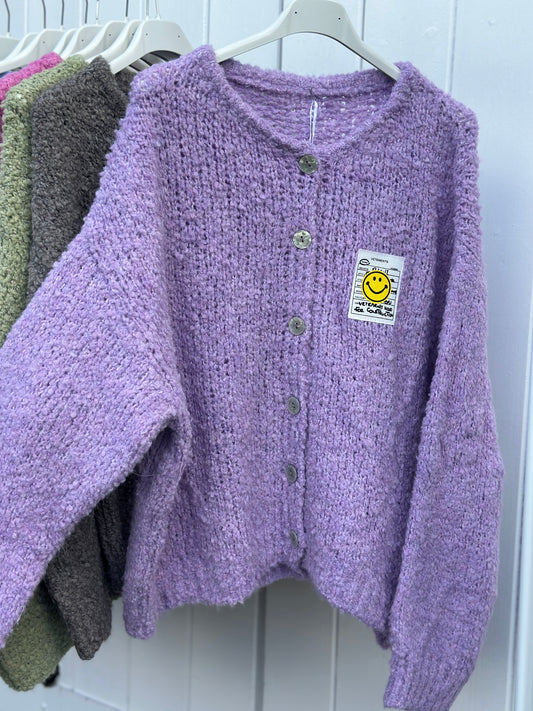 Smiley Cardigan Flieder