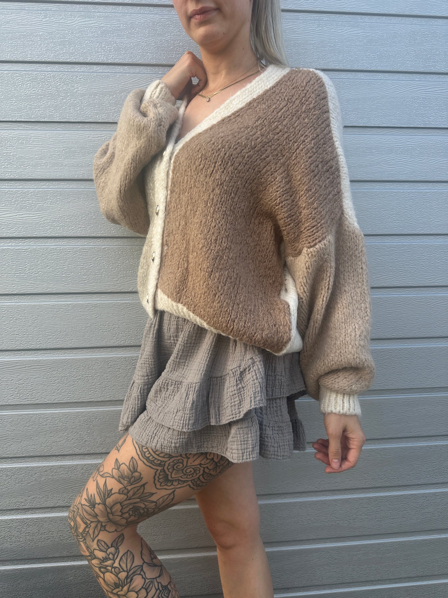 Cardigan "Marshmello" Braun Creme Beige Taupe