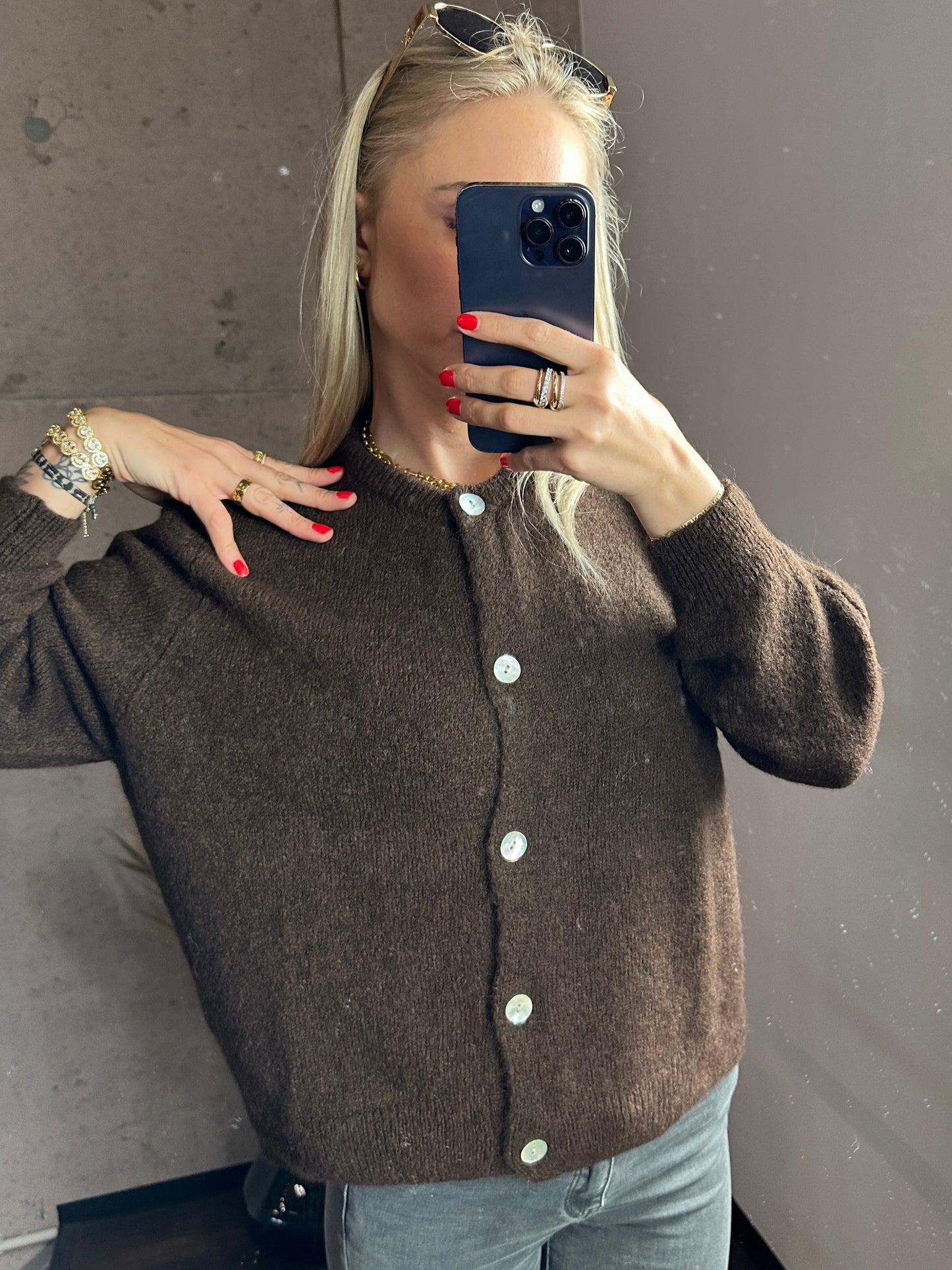 Alpaka Cardigan Dunkelbraun