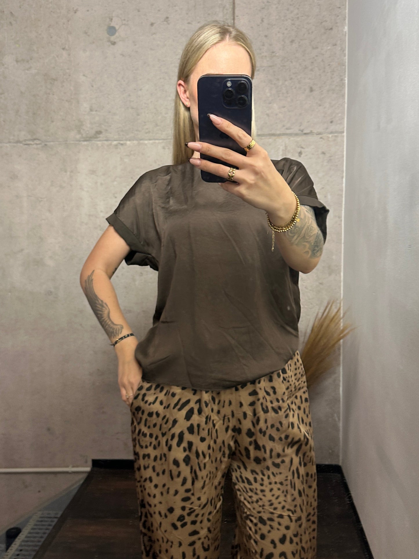 Seiden Shirt Dunkelbraun