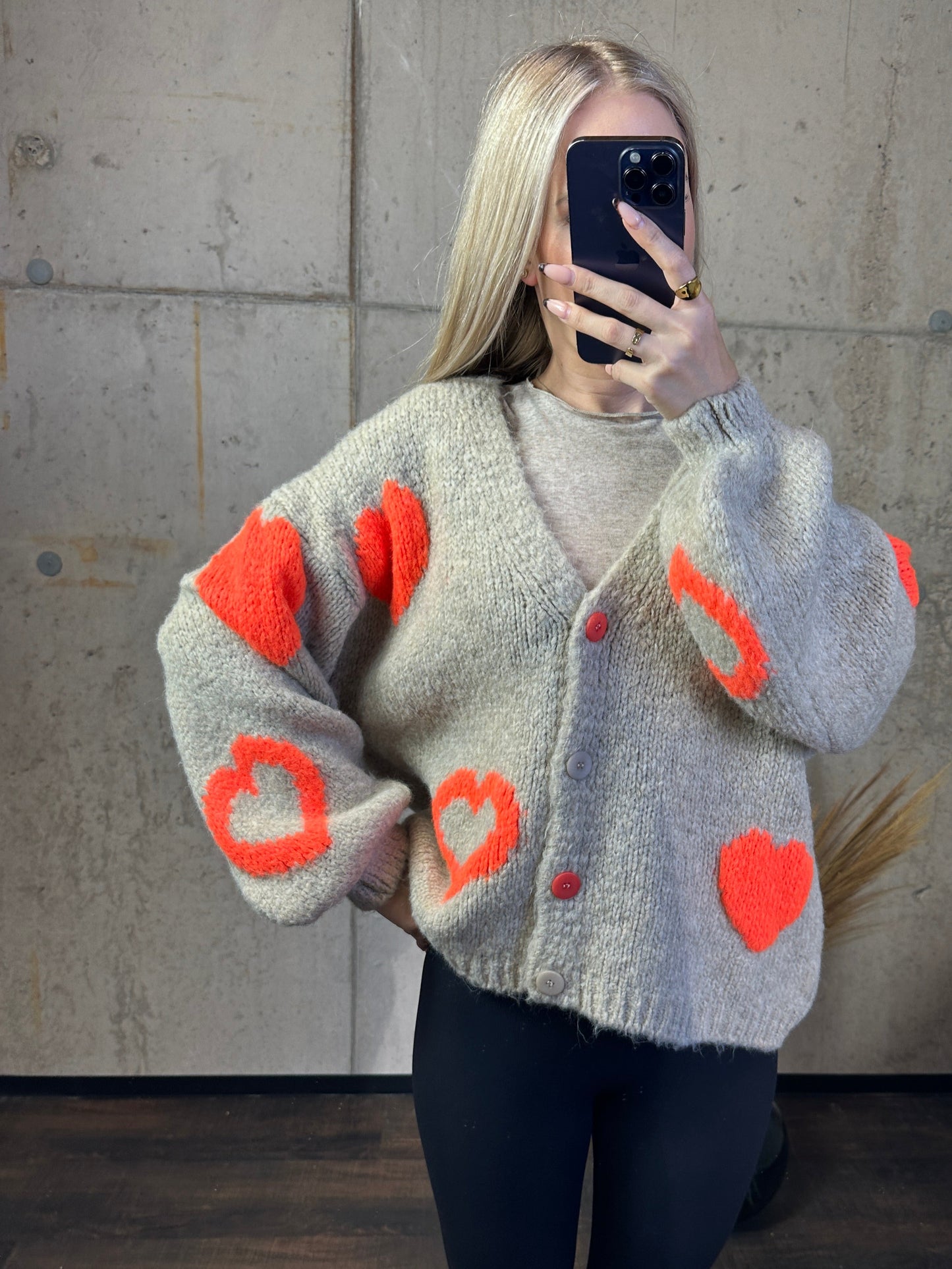 Cardigan „Herzi“ Creme/Orange