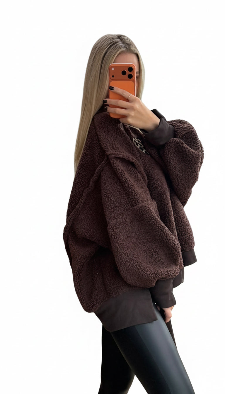 Pullover Teddy Heart Dunkelbraun