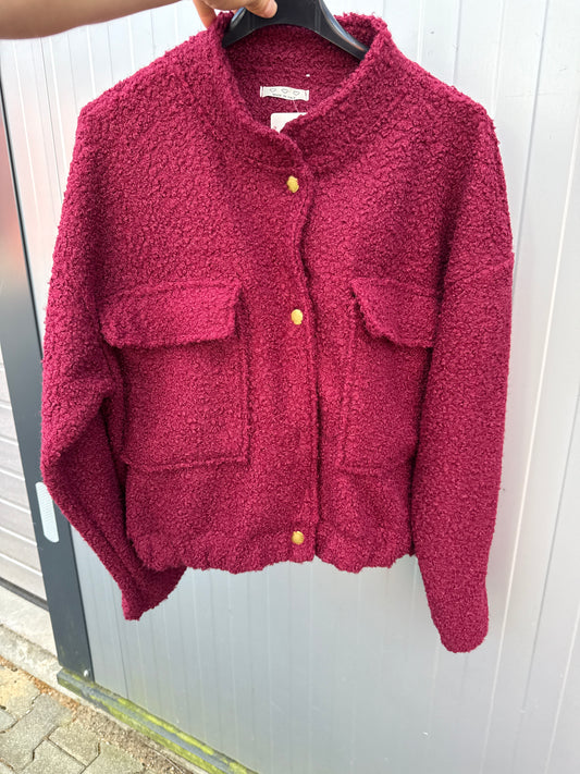 Teddy Jacke Bordeauxrot