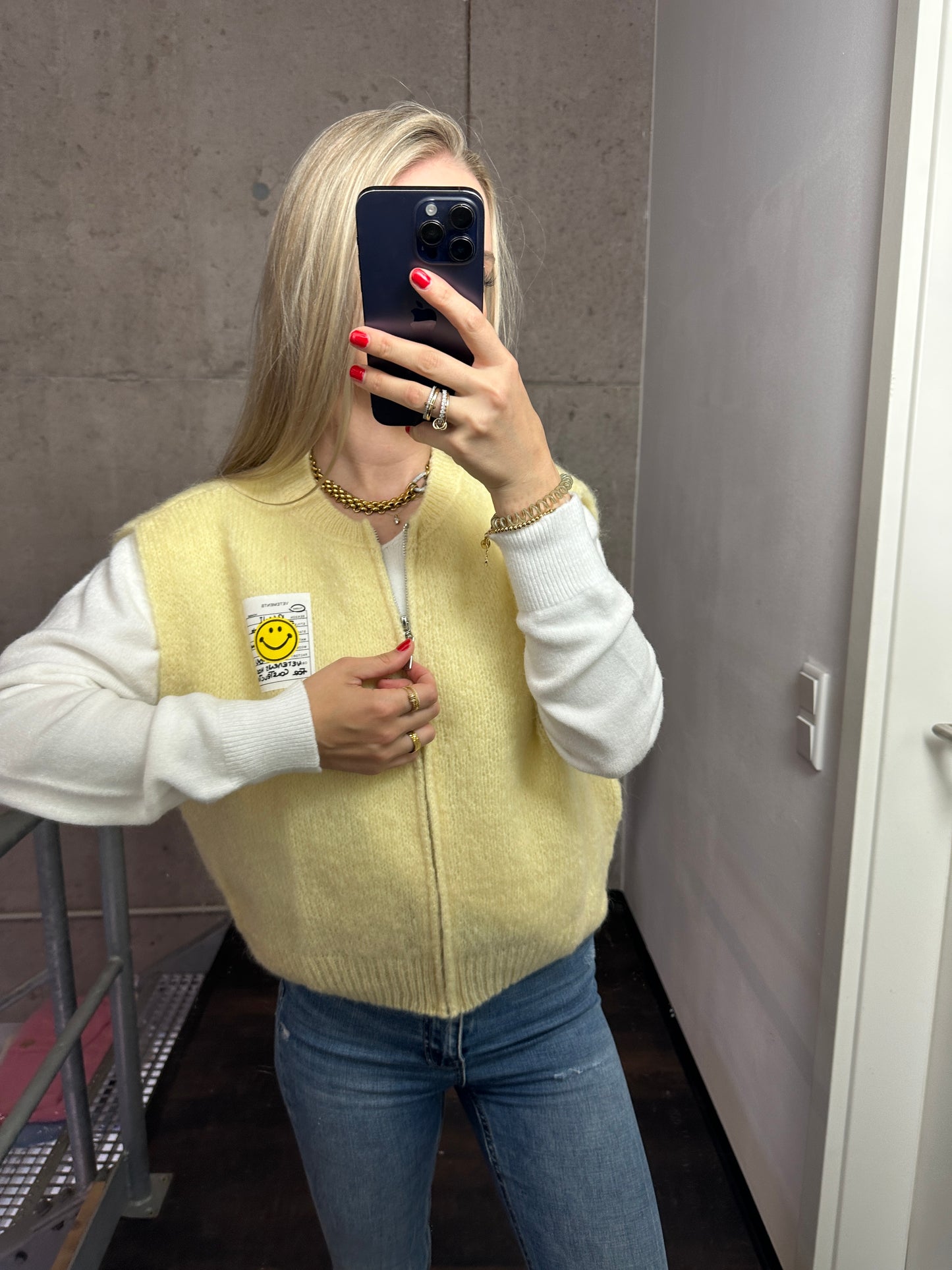 Weste mit Reißverschluss Smiley Gelb