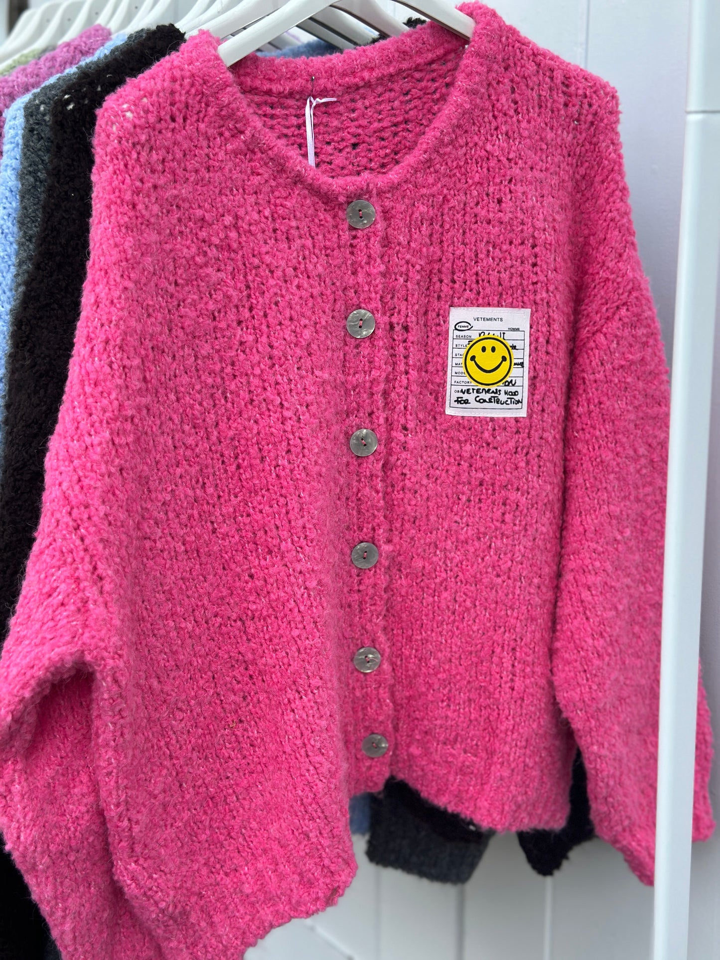 Smiley Cardigan NeonPink