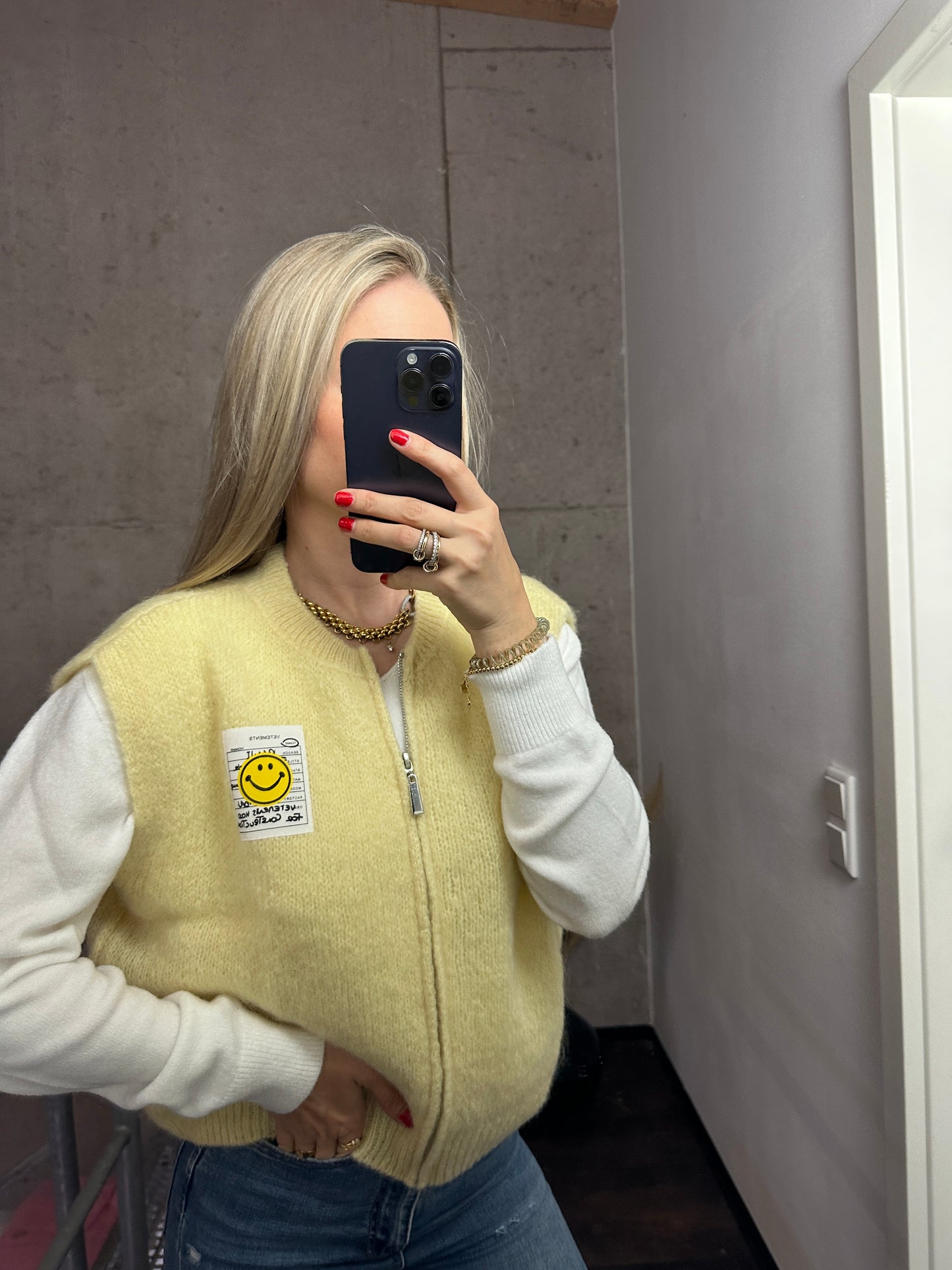 Weste mit Reißverschluss Smiley Gelb
