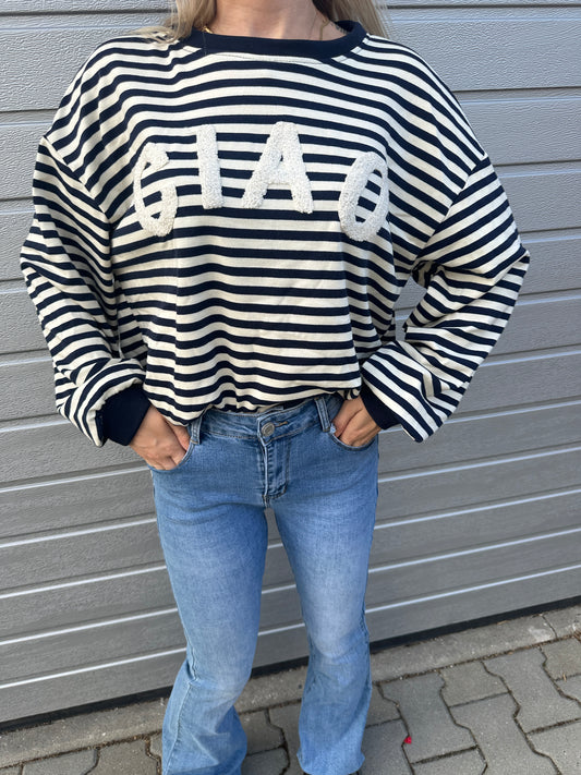 Langarm Ciao Dunkelblau Beige