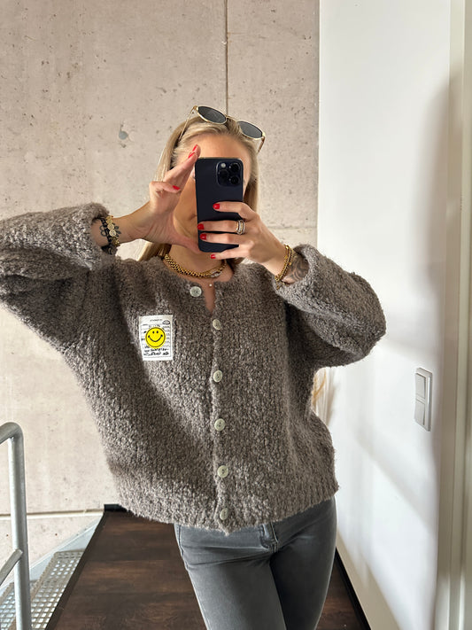 Smiley Cardigan Taupe