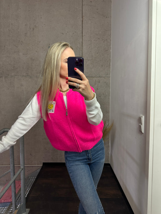 Weste mit Reißverschluss Smiley Pink