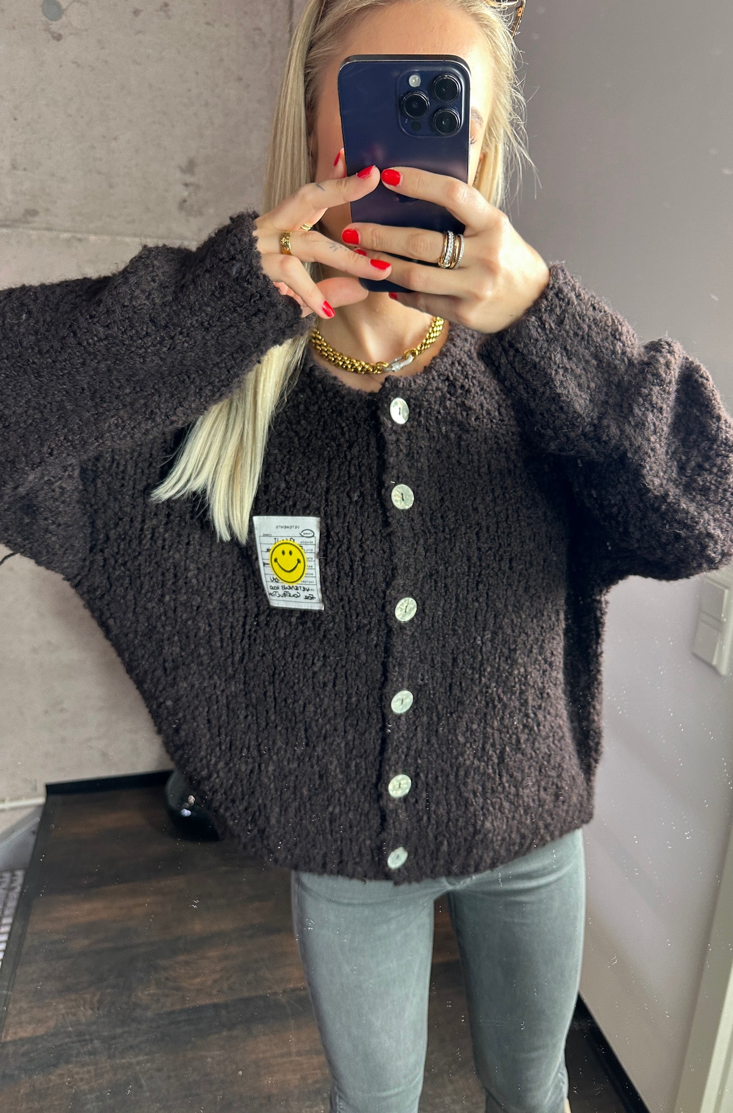 Smiley Cardigan Braun