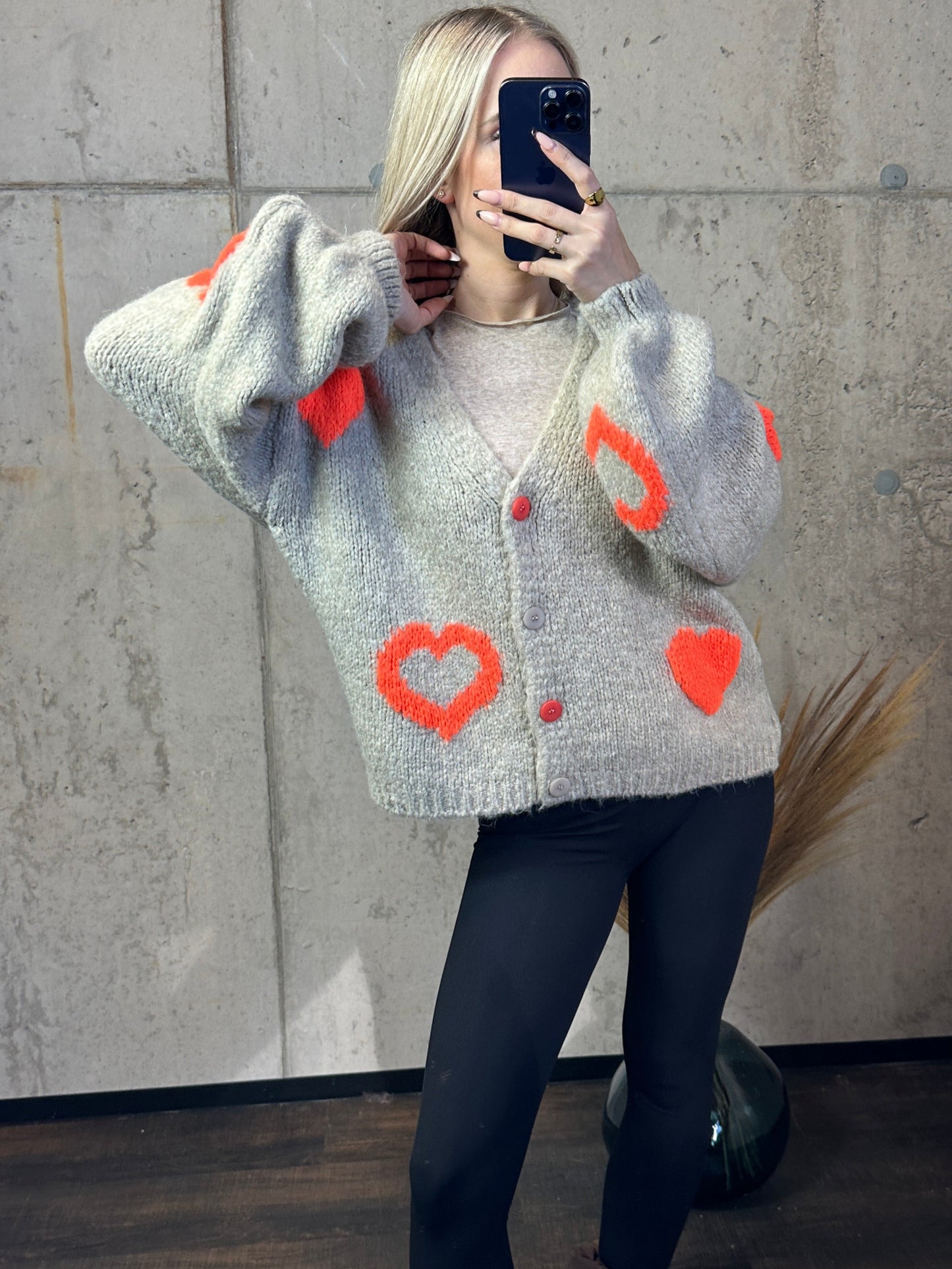 Cardigan „Herzi“ Creme/Orange