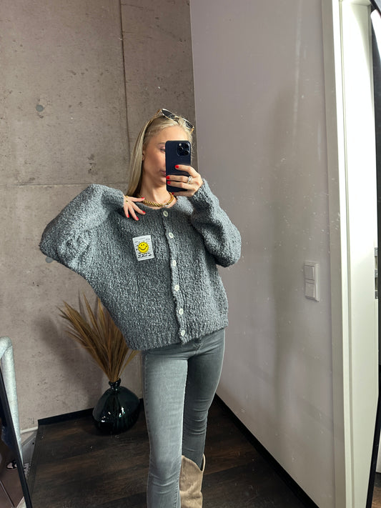 Smiley Cardigan Grau