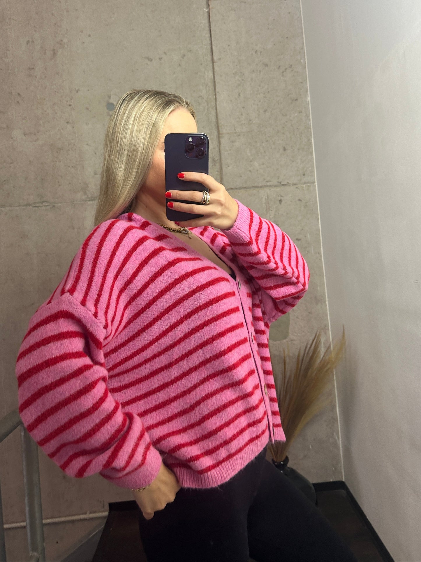 Cardigan Knöpfi Pink/Rot