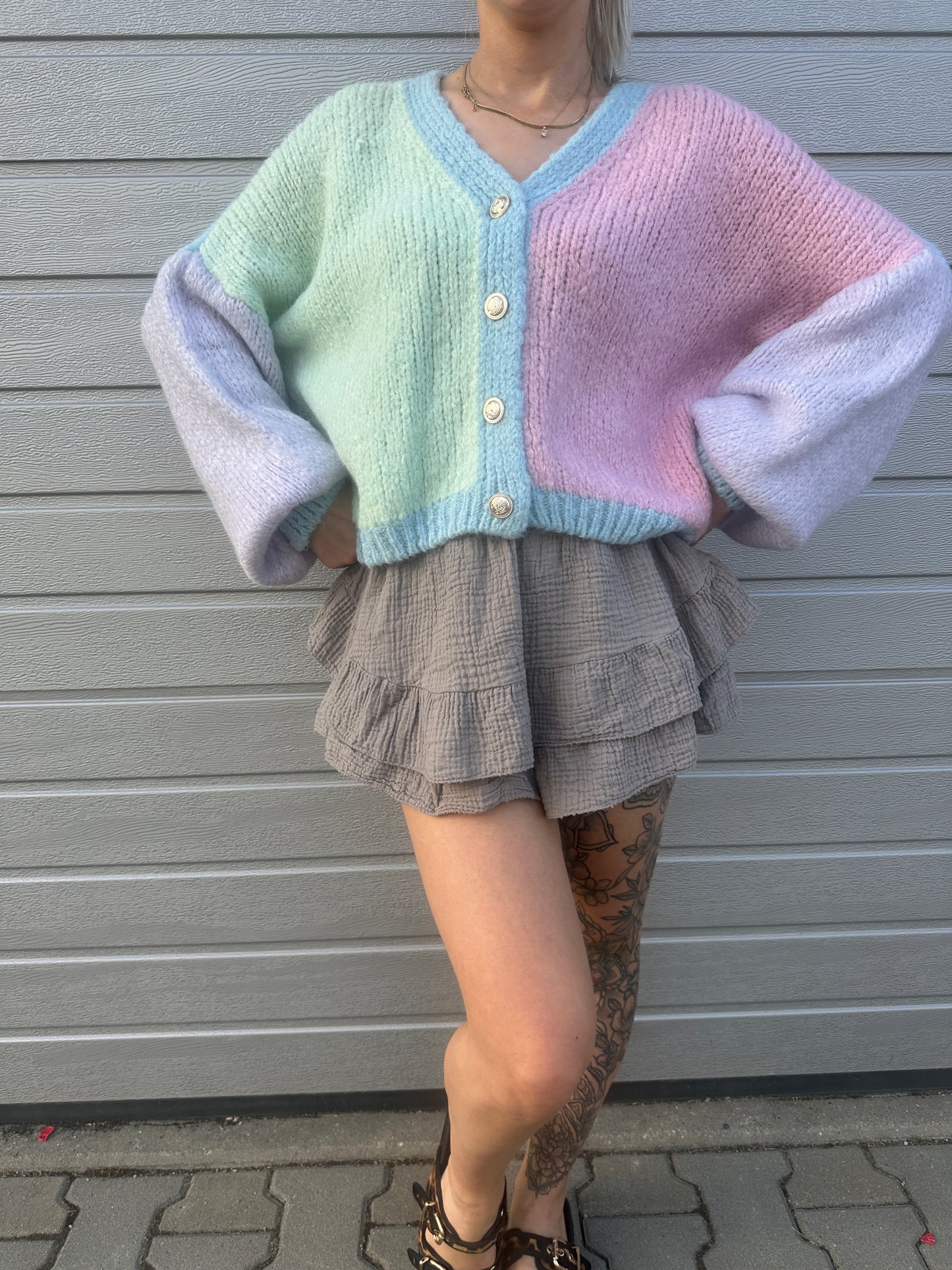Cardigan "Marshmello" Hellblau Rosa Mint Flieder