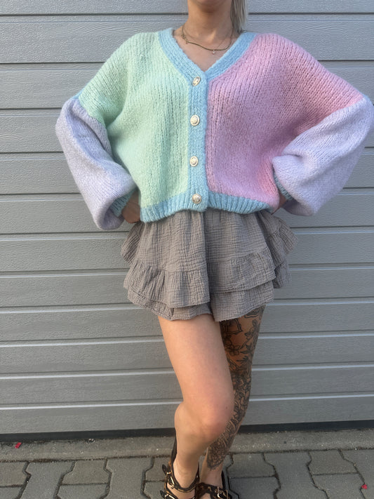 Cardigan "Marshmello" Hellblau Rosa Mint Flieder
