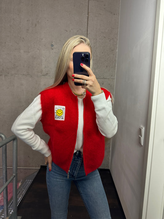 Weste mit Reißverschluss Smiley Rot