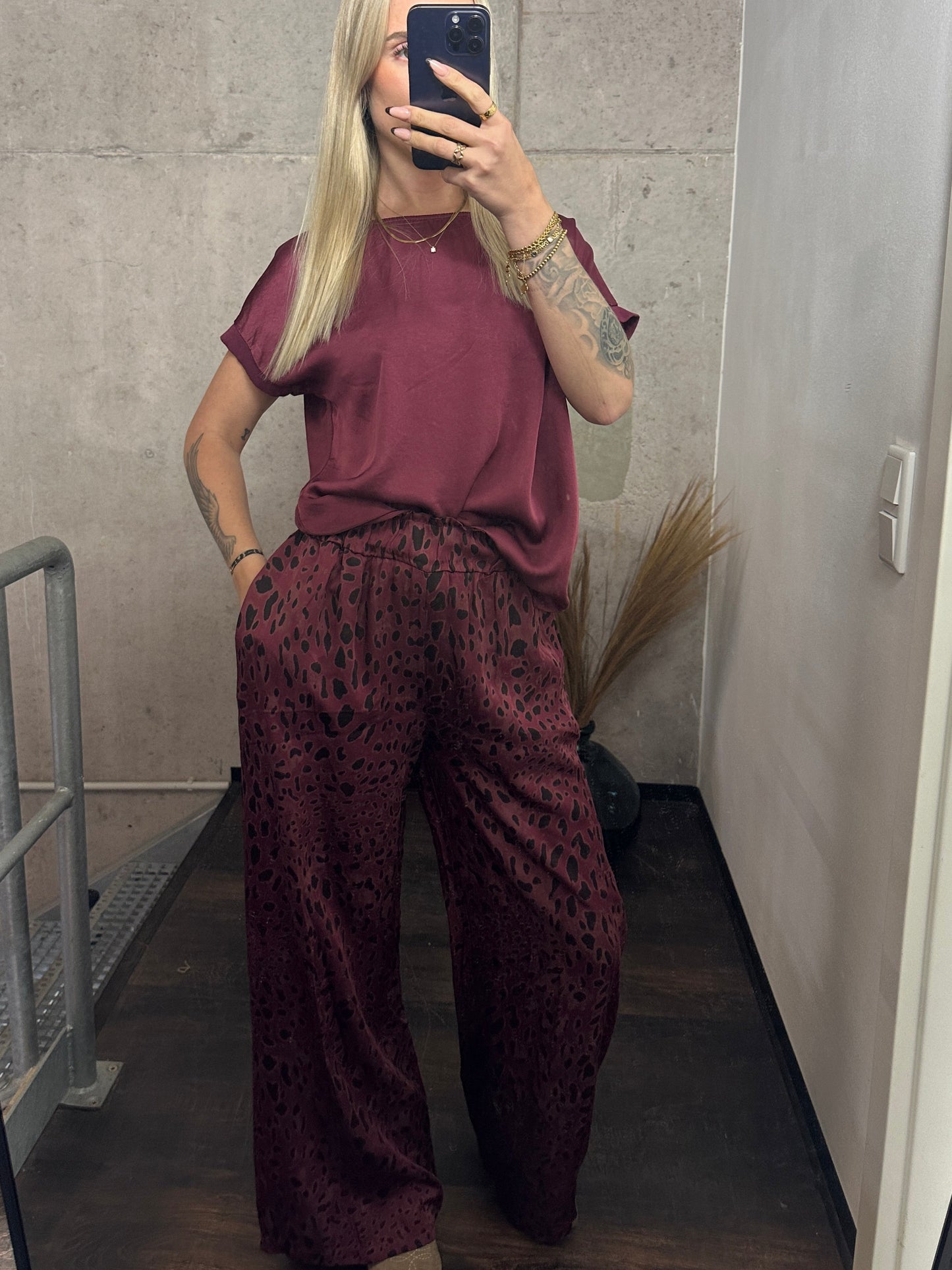 Seiden Shirt Bordeauxrot
