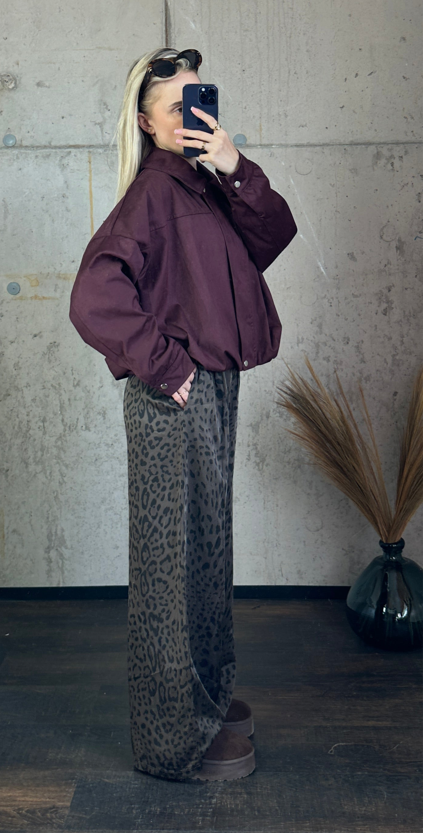 Wildleder Jacke Bordeauxrot