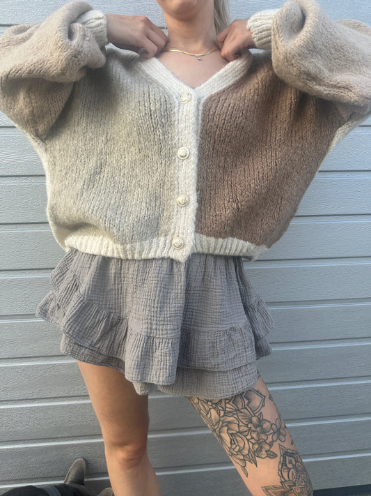 Cardigan "Marshmello" Braun Creme Beige Taupe