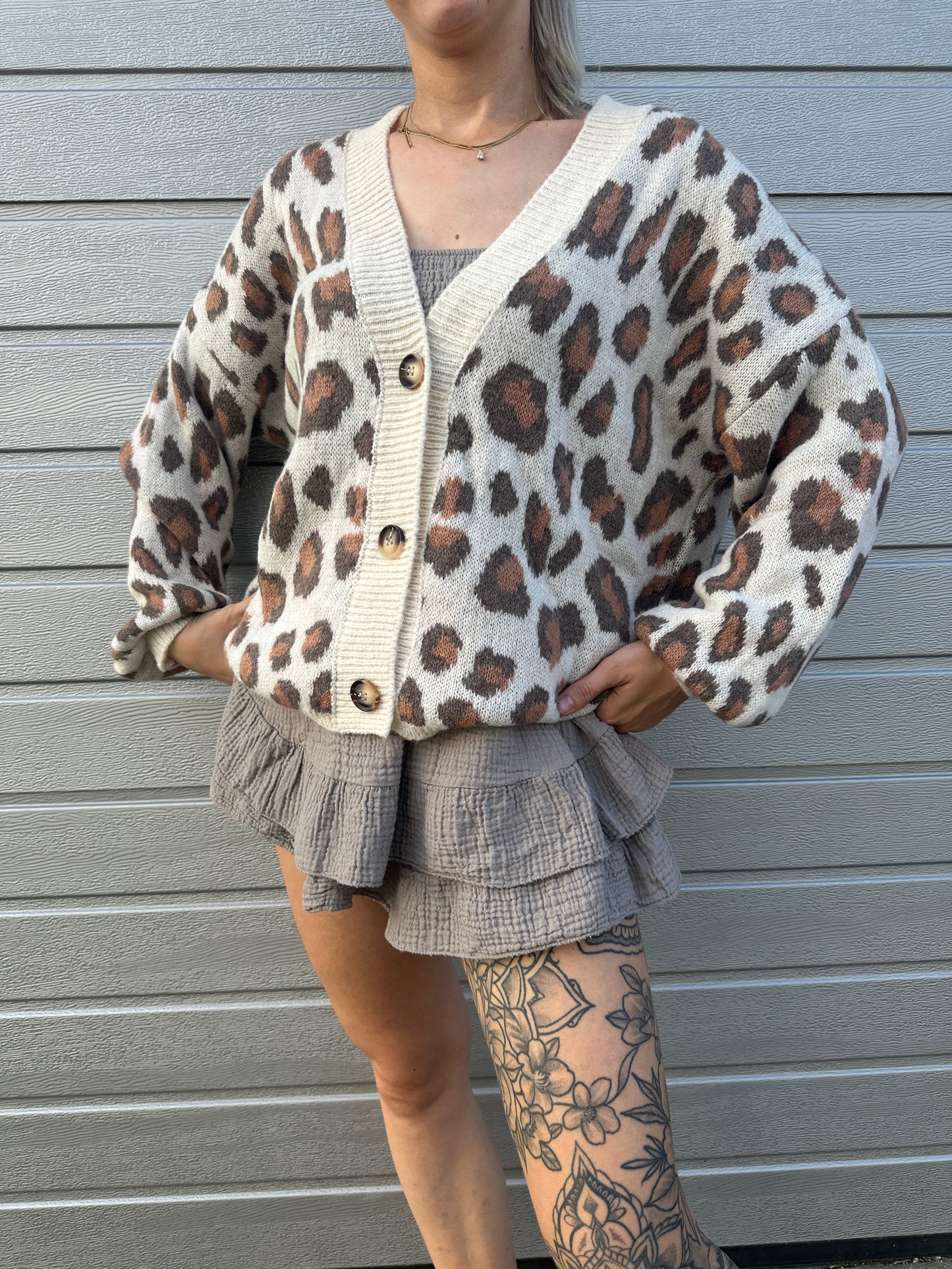 Cardigan Leo Fieber Hellbraun Braun