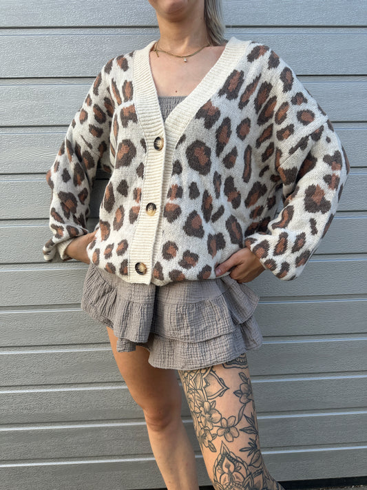 Cardigan Leo Fieber Hellbraun Braun