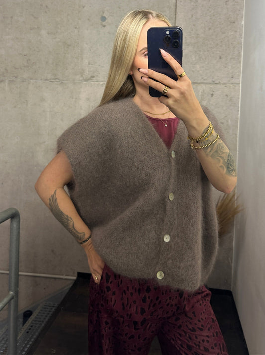 Weste aus 80% KidMohair Taupe