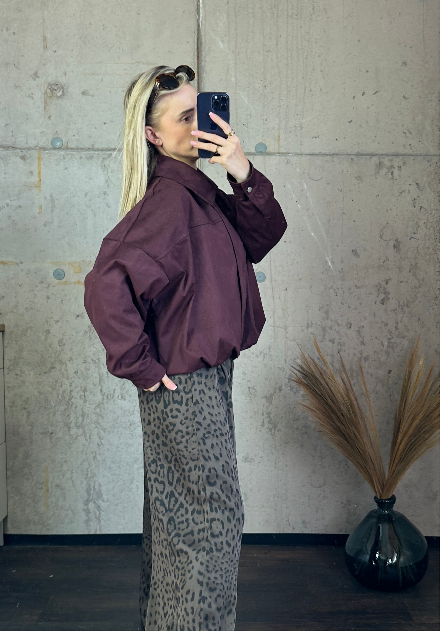 Wildleder Jacke Bordeauxrot