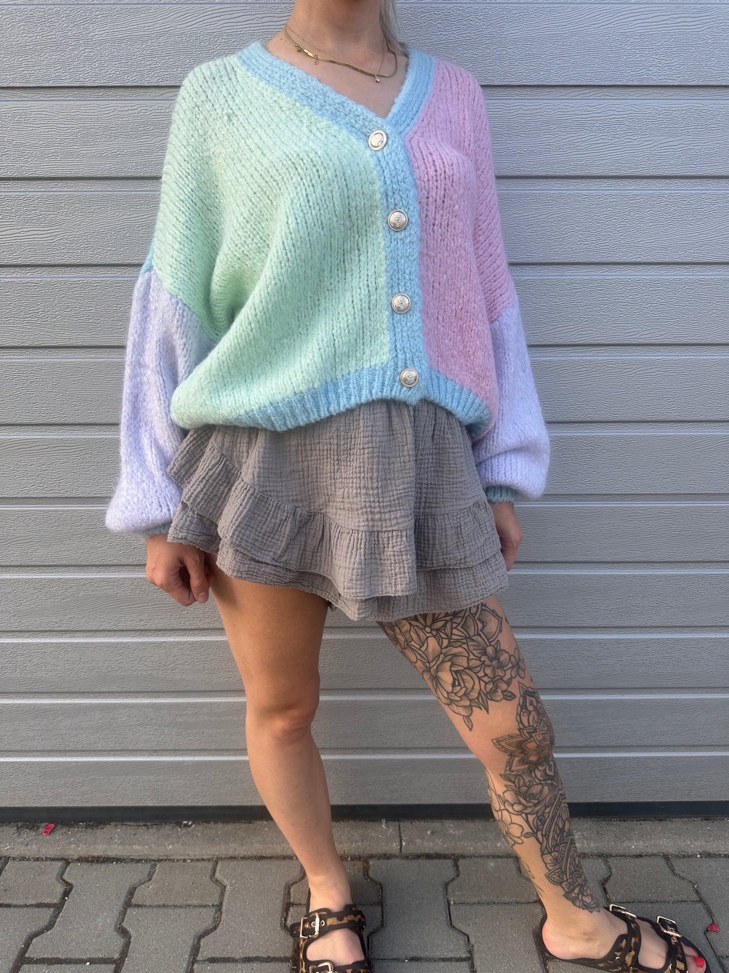 Cardigan "Marshmello" Hellblau Rosa Mint Flieder