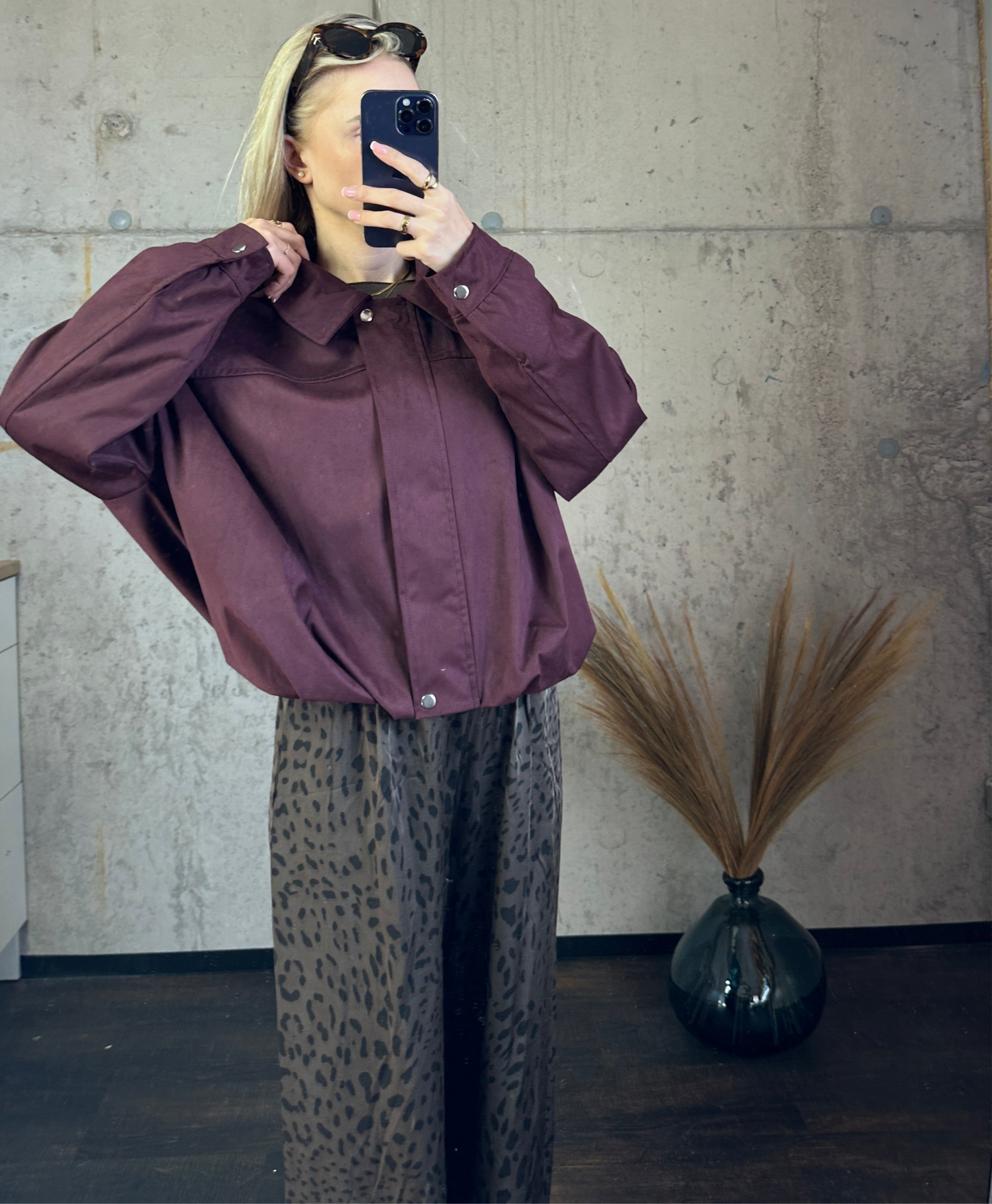 Wildleder Jacke Bordeauxrot