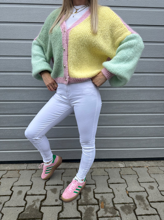 Cardigan "Marshmello" Mint Grün Gelb Rosa