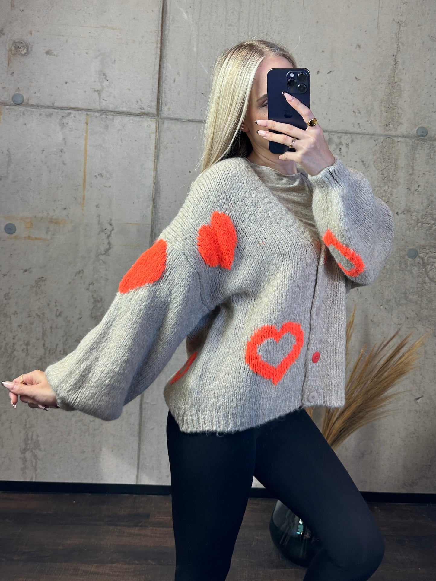 Cardigan „Herzi“ Creme/Orange