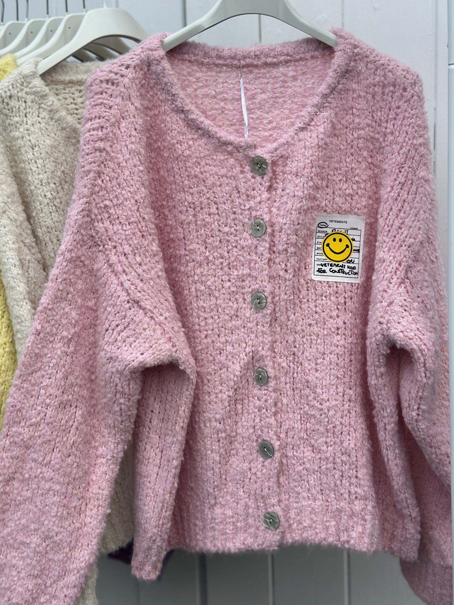 Smiley Cardigan Rosa