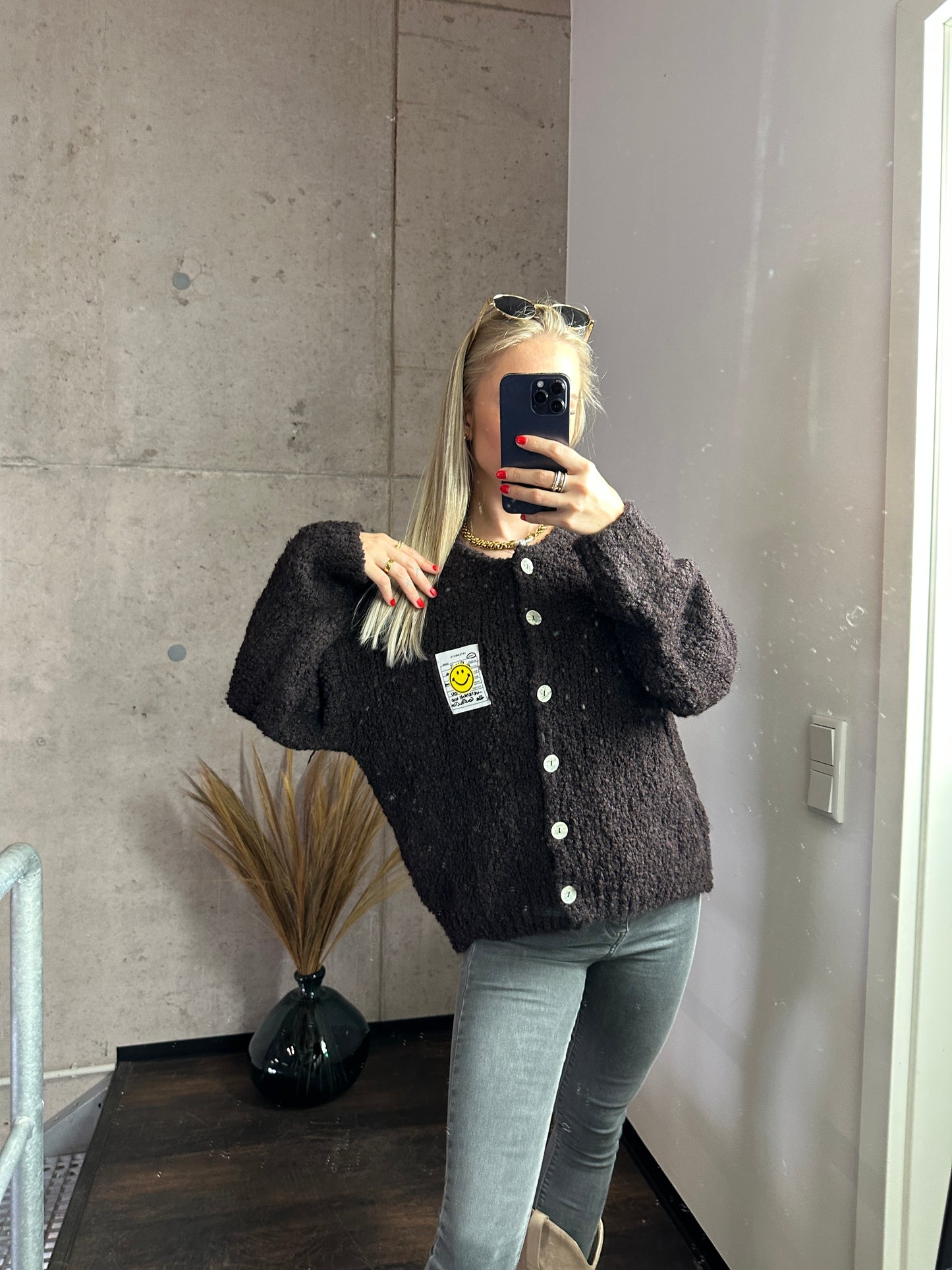 Smiley Cardigan Braun