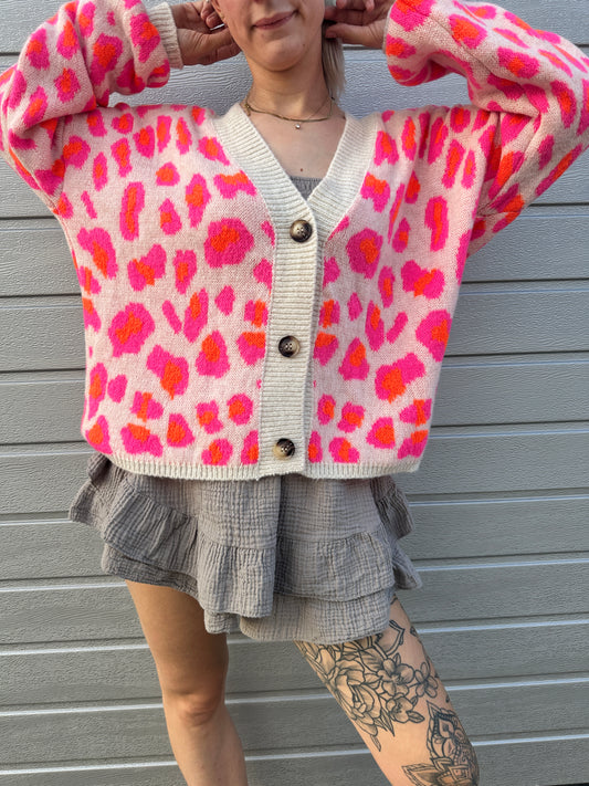 Cardigan Leo Fieber Neon Pink