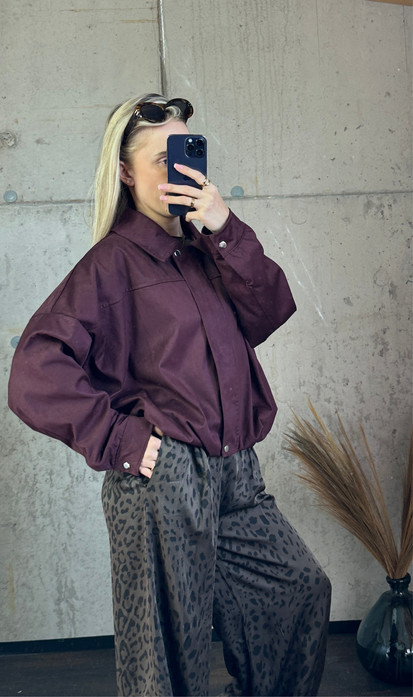 Wildleder Jacke Bordeauxrot