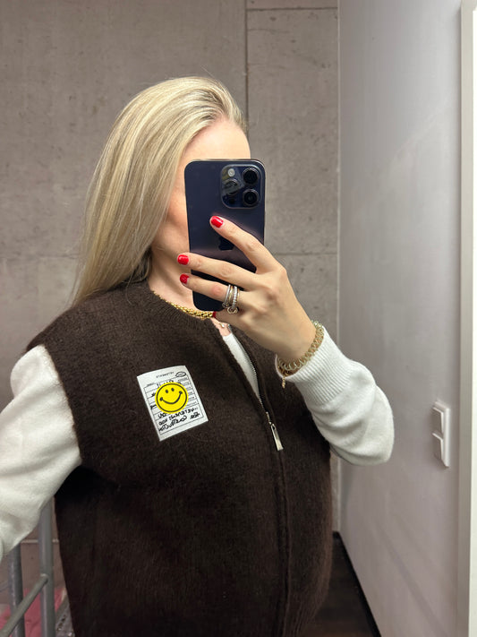 Weste mit Reißverschluss Smiley Braun