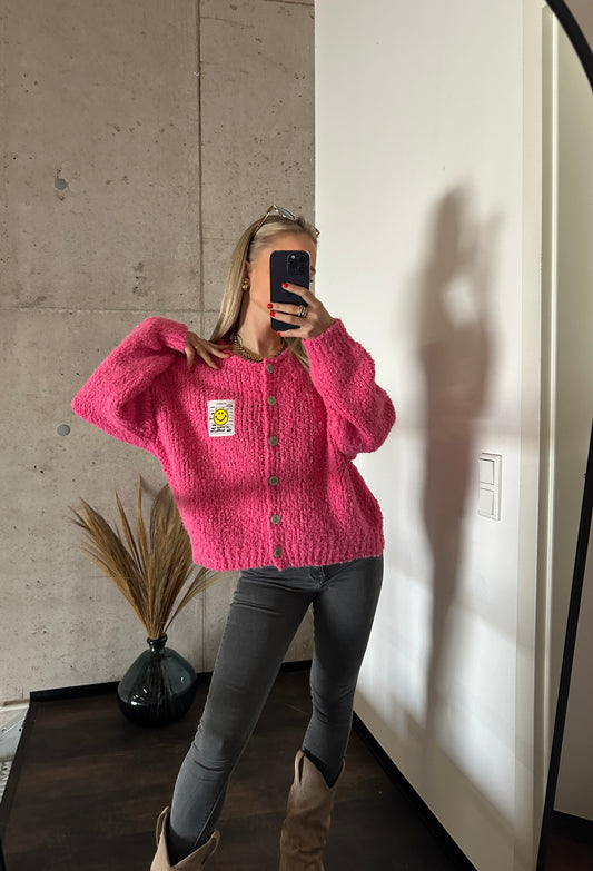 Smiley Cardigan NeonPink