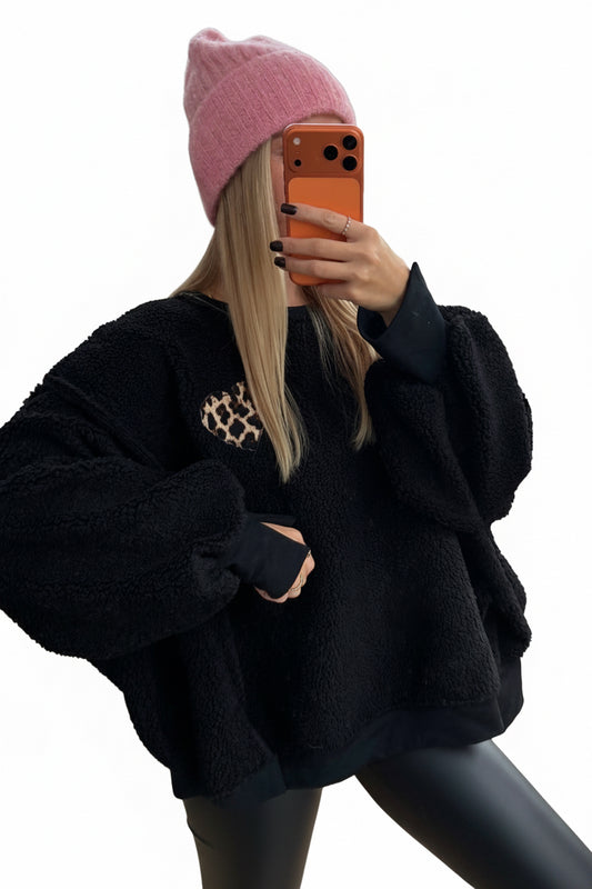 Pullover Teddy Heart Schwarz