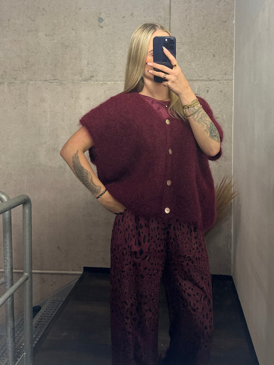 Weste aus 80% KidMohair Bordeauxrot