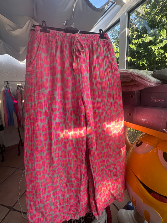 Leo Musselin Hose Lang Pink/Beige