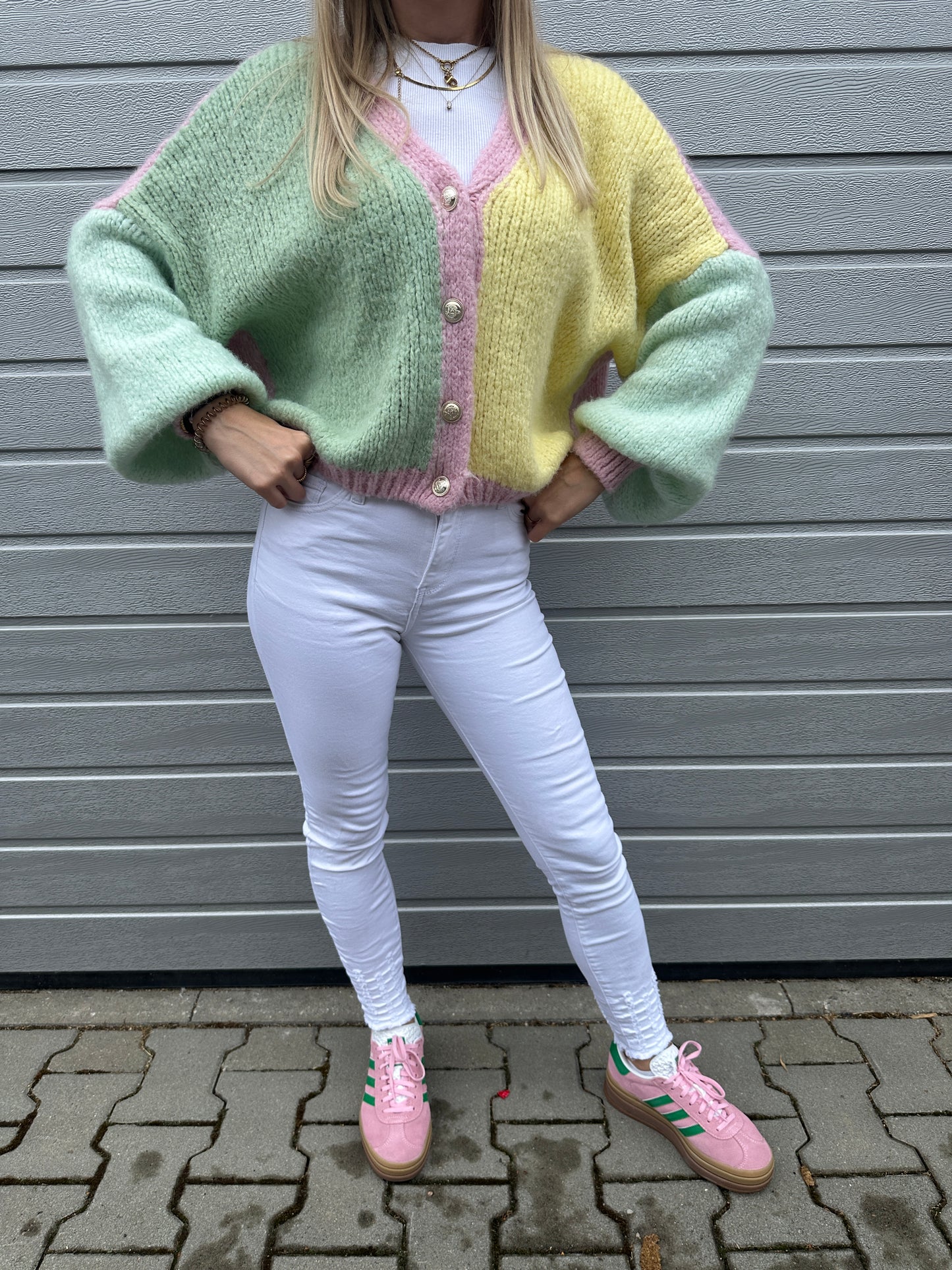 Cardigan "Marshmello" Mint Grün Gelb Rosa