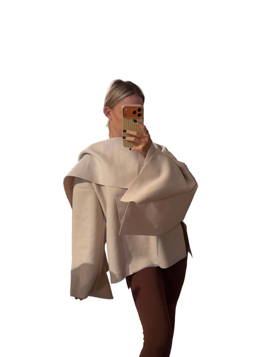 Poncho Jacke Beige