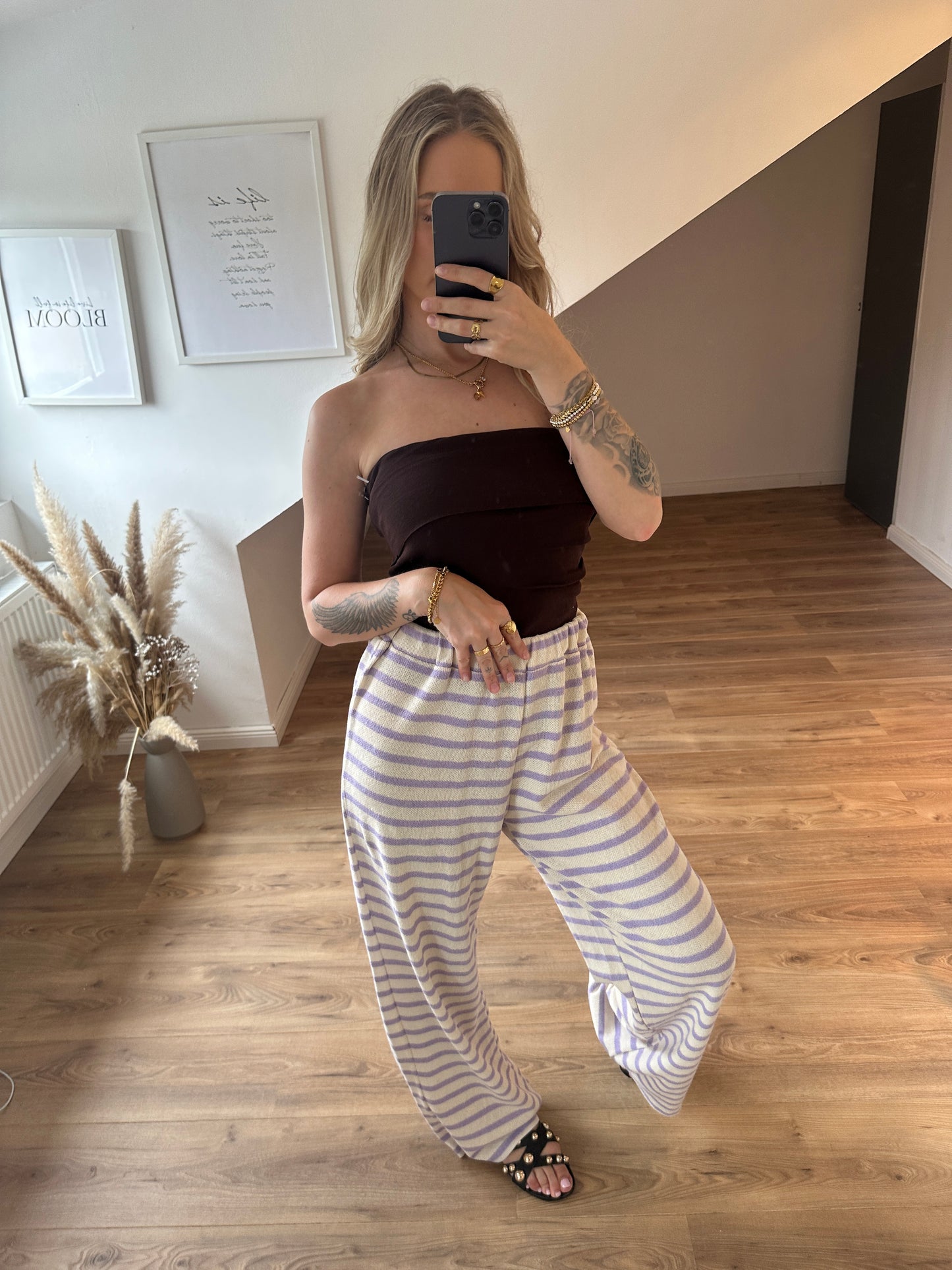 Hose Stripes & Vibes Flieder Beige